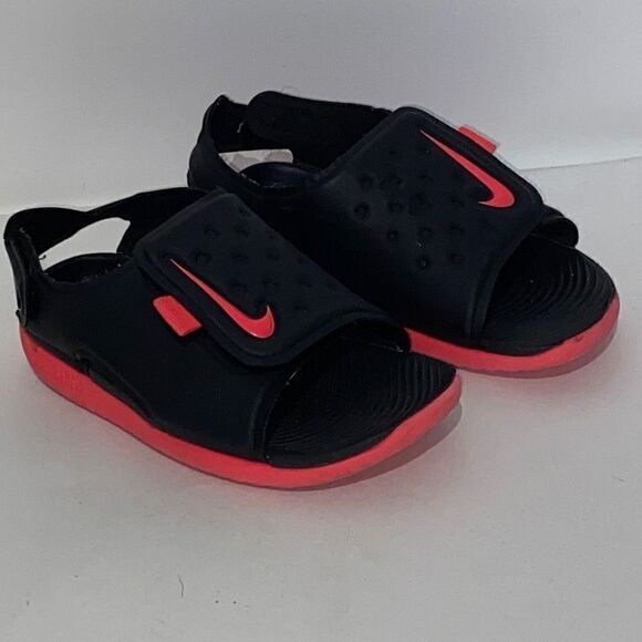 Nike Sunray Girl's Adjustable Back and Mid Strap Black Pink Sandals Size 10 - Picture 1 of 7